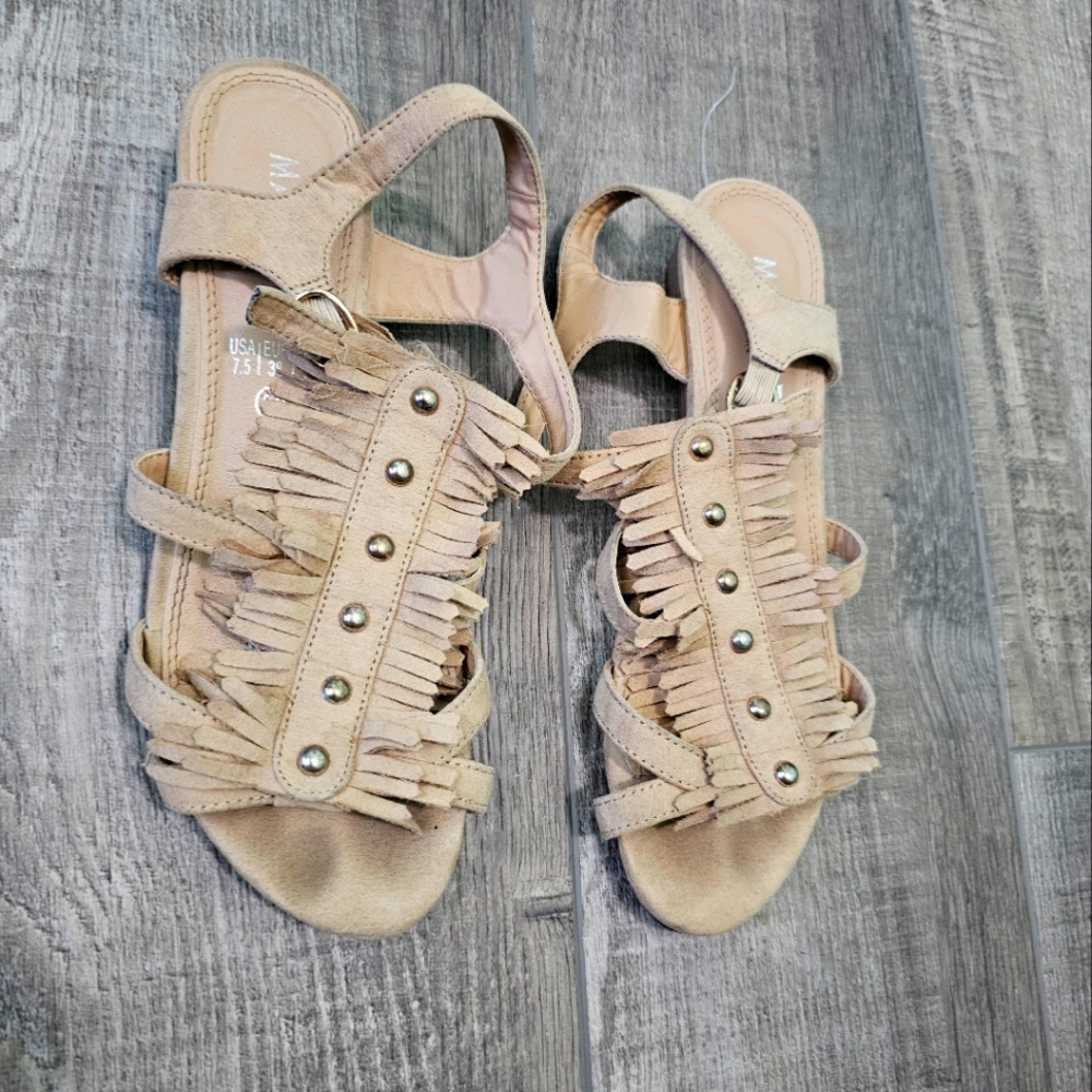 MARYPAZ Fringe Tan Sandals Size 7.5